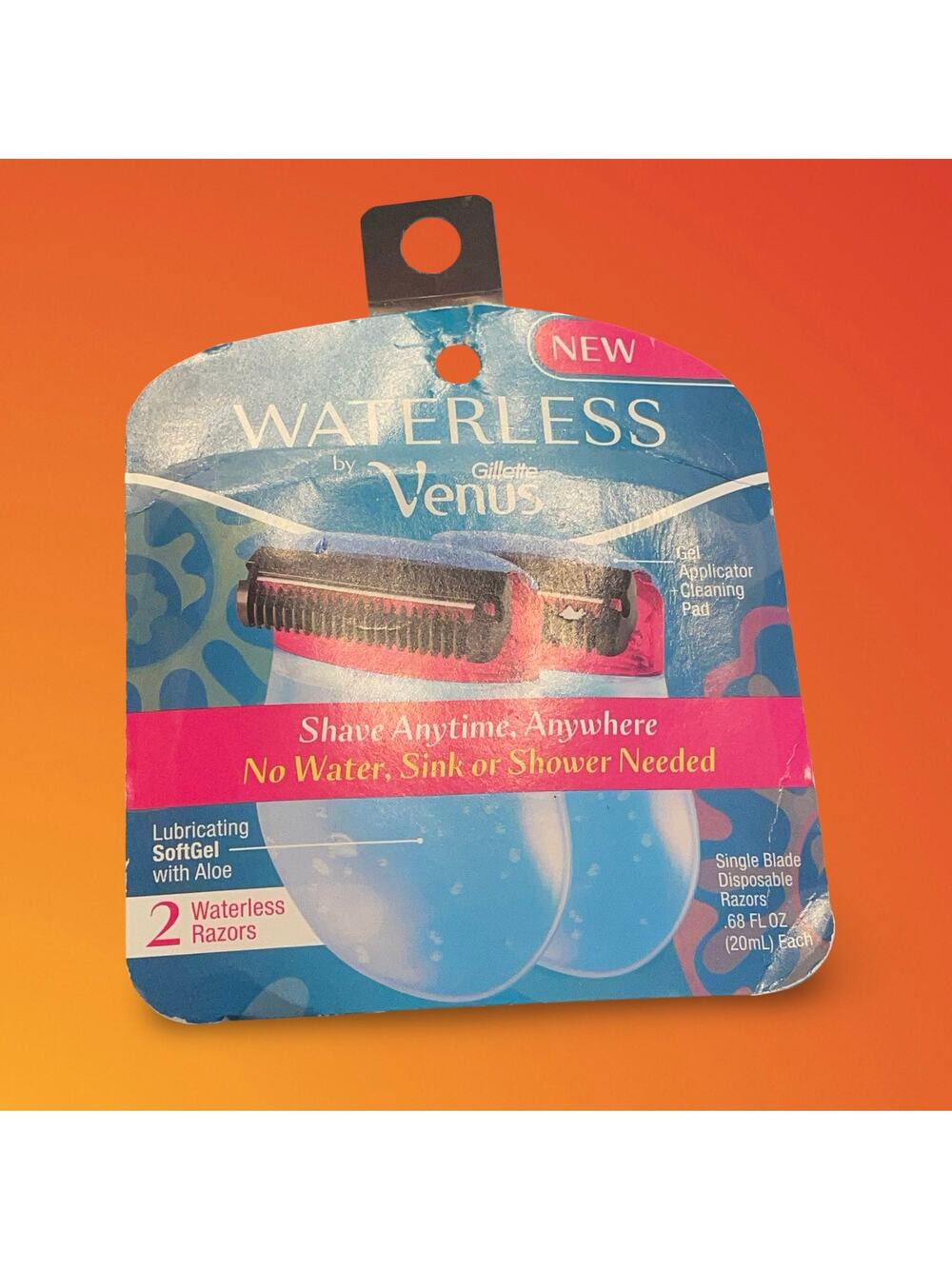 2 ct Waterless By Gillette Venus Razors Lubricating SoftGel w Aloe Discontinued